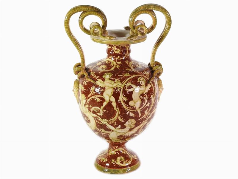 Vaso Biansato in Terracotta Smaltata