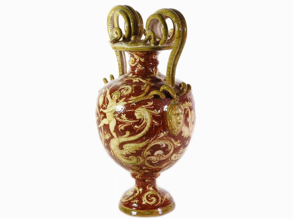 Vaso Biansato in Terracotta Smaltata