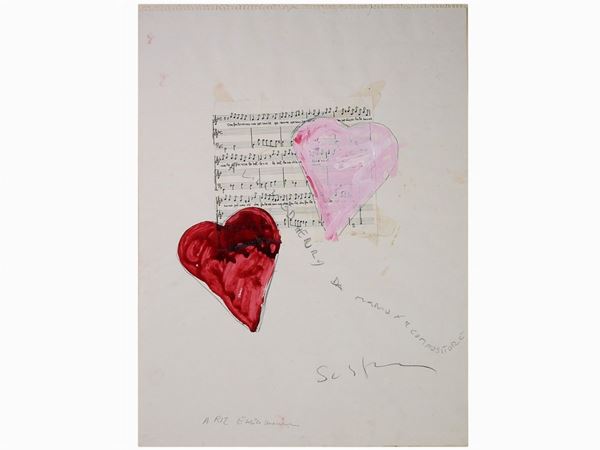 Mario Schifano : Composition with Sheet Music  ((1934-1998))  - Auction The Riz Ortolani and Katyna Ranieri collection: Contemporary Art and Old Master Painting - I - I - Maison Bibelot - Casa d'Aste Firenze - Milano