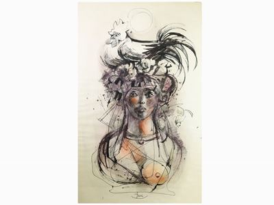 Figura Femminile con Gallina