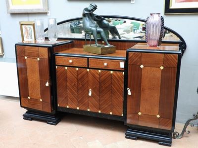 Credenza Impiallacciata in Mogano e Radica