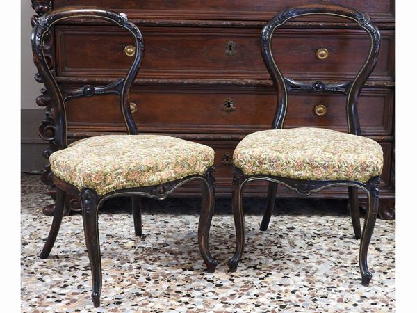 A Set of Six Walnut Chairs  (second half of 19th Century)  - Auction Furniture, silvers, paintings and antique curiosities partly from Villa Mannelli - Maison Bibelot - Casa d'Aste Firenze - Milano