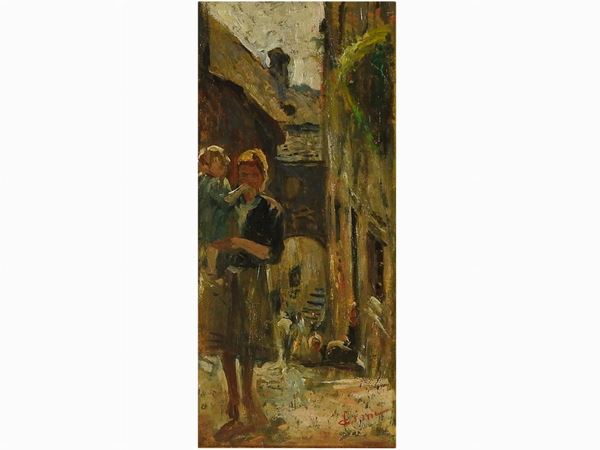 Cesare Ciani : View of a Town with Figures  ((1854-1925))  - Auction The Riz Ortolani and Katyna Ranieri collection: Contemporary Art and Old Master Painting - I - I - Maison Bibelot - Casa d'Aste Firenze - Milano