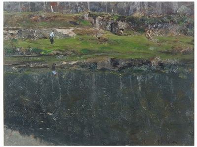 Paesaggio Fluviale con Figura