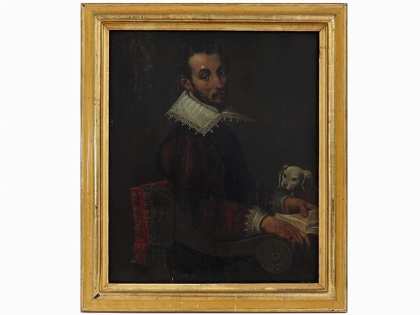Scuola emiliana della fine del XVI secolo - Portrait of a Gentleman with Dog