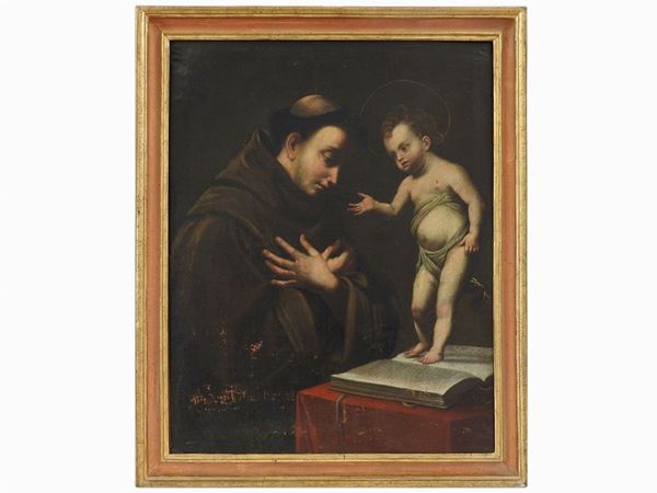 Scuola genovese del XVII secolo - Apparizione di Gesù Bambino a Sant'Antonio da Padova