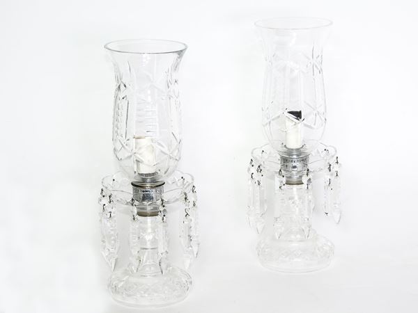 A pair of crystal lamps