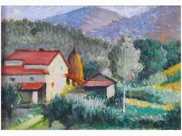 Oreste Zuccoli : Paesaggio toscano  ((1889-1980))  - Asta Arte moderna e contemporanea - Maison Bibelot - Casa d'Aste Firenze - Milano