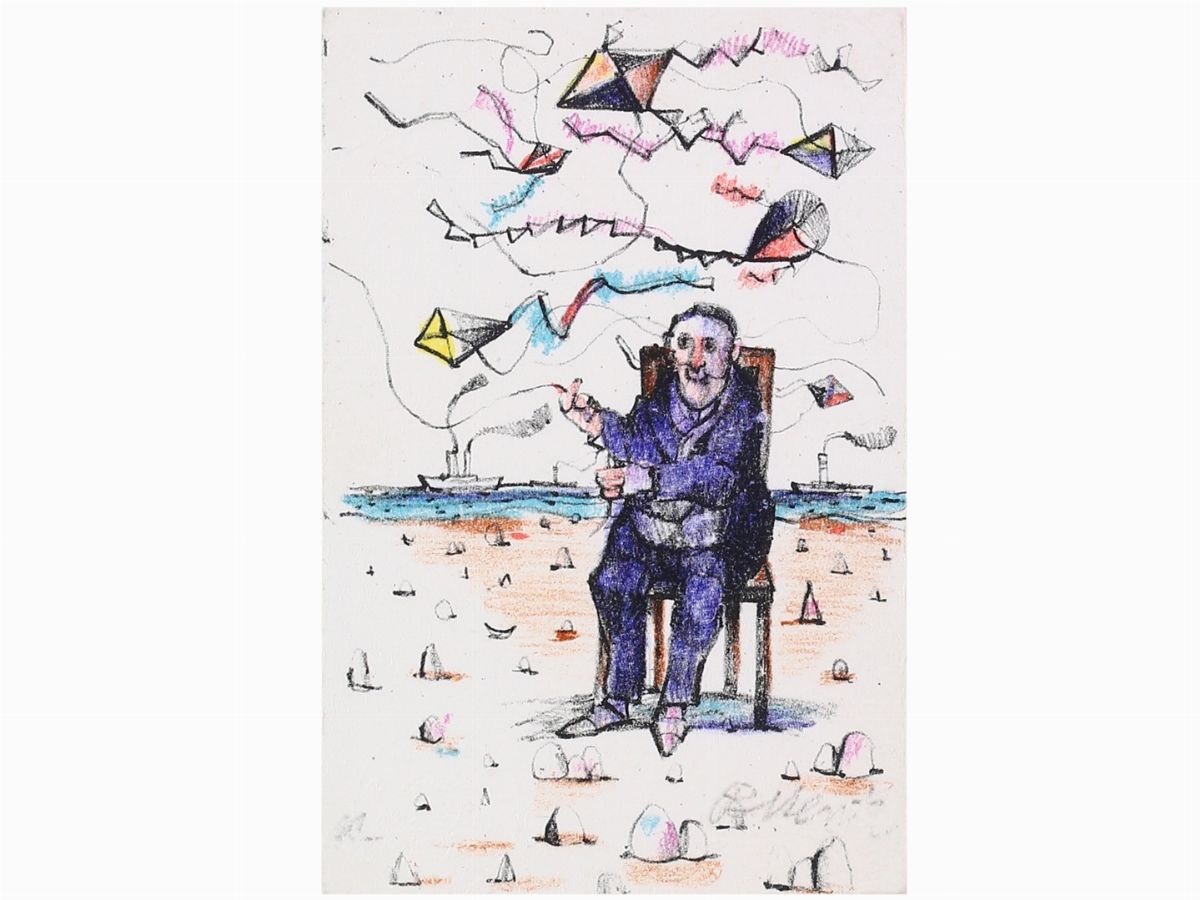 Antonio Possenti - Paesaggio Marino con Figura e Composizione con Volatili