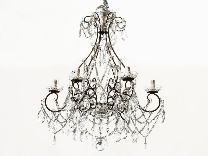 Lampadario in Metallo Dorato