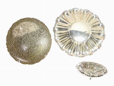 Tre Centrotavola in Argento e Metallo Argentato