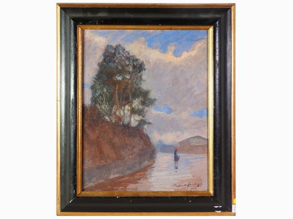 Raffaello Gambogi : Landscape with Figure  ((1874-1943))  - Auction Arte moderna e contemporanea - Maison Bibelot - Casa d'Aste Firenze - Milano