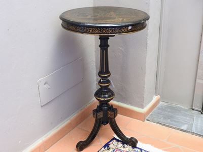 Tavolino Rotondo in Legno Ebanizzato