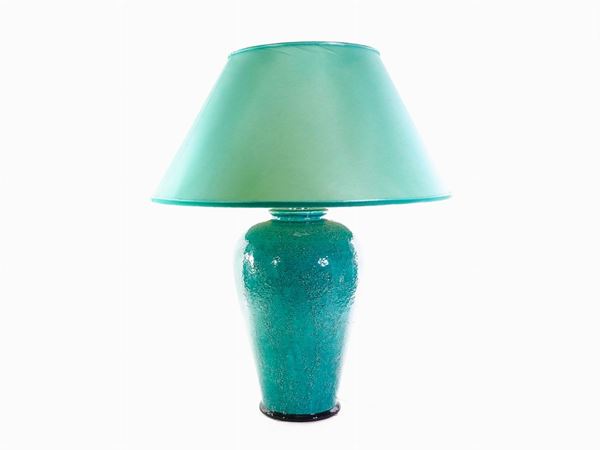 A Turquoise Glazed Earthenware Table Lamp