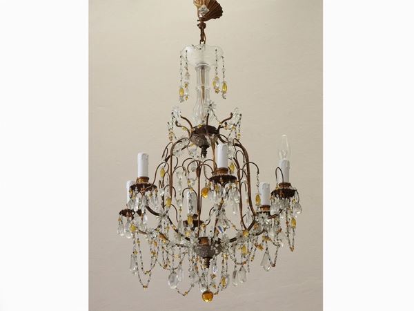 A Gilded Metal Chandelier  - Auction The Riz Ortolani and Katyna Ranieri collection / Forniture and Art Objects - III - III - Maison Bibelot - Casa d'Aste Firenze - Milano