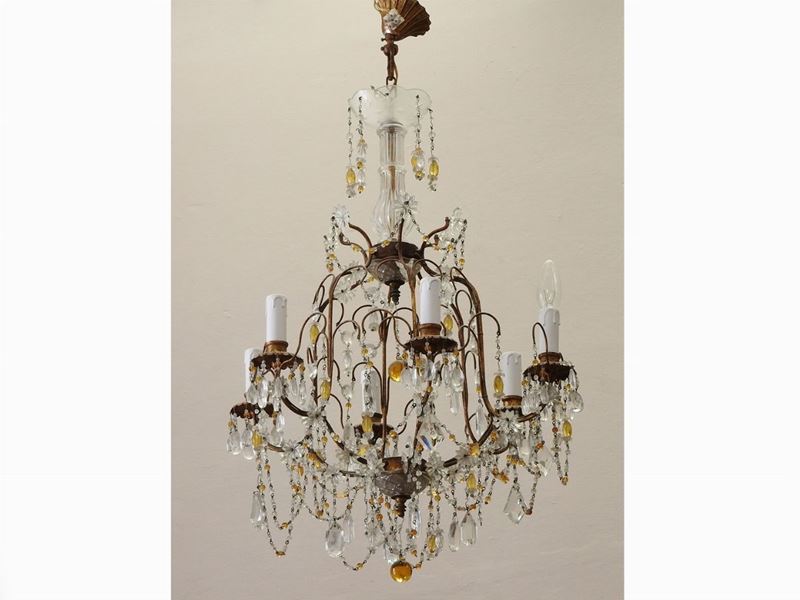 Lampadario in Metallo Dorato