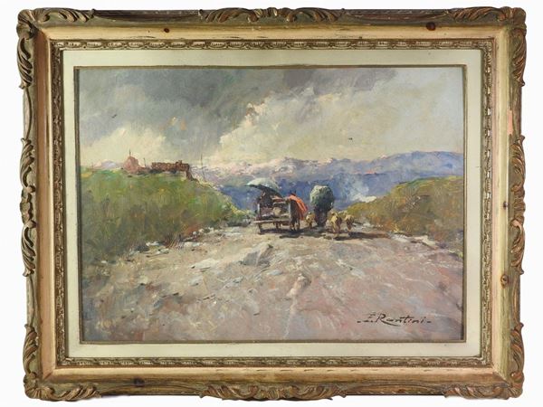 Ferruccio Rontini : Tuscan Landscape with Herds  ((1893-1964))  - Auction The Riz Ortolani and Katyna Ranieri collection: Contemporary Art and Old Master Painting - I - I - Maison Bibelot - Casa d'Aste Firenze - Milano