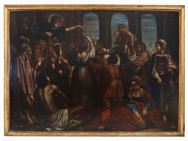 Scuola Emiliana Dell'inizio del XVII Secolo - San Rocco Distribuisce L'elemosina