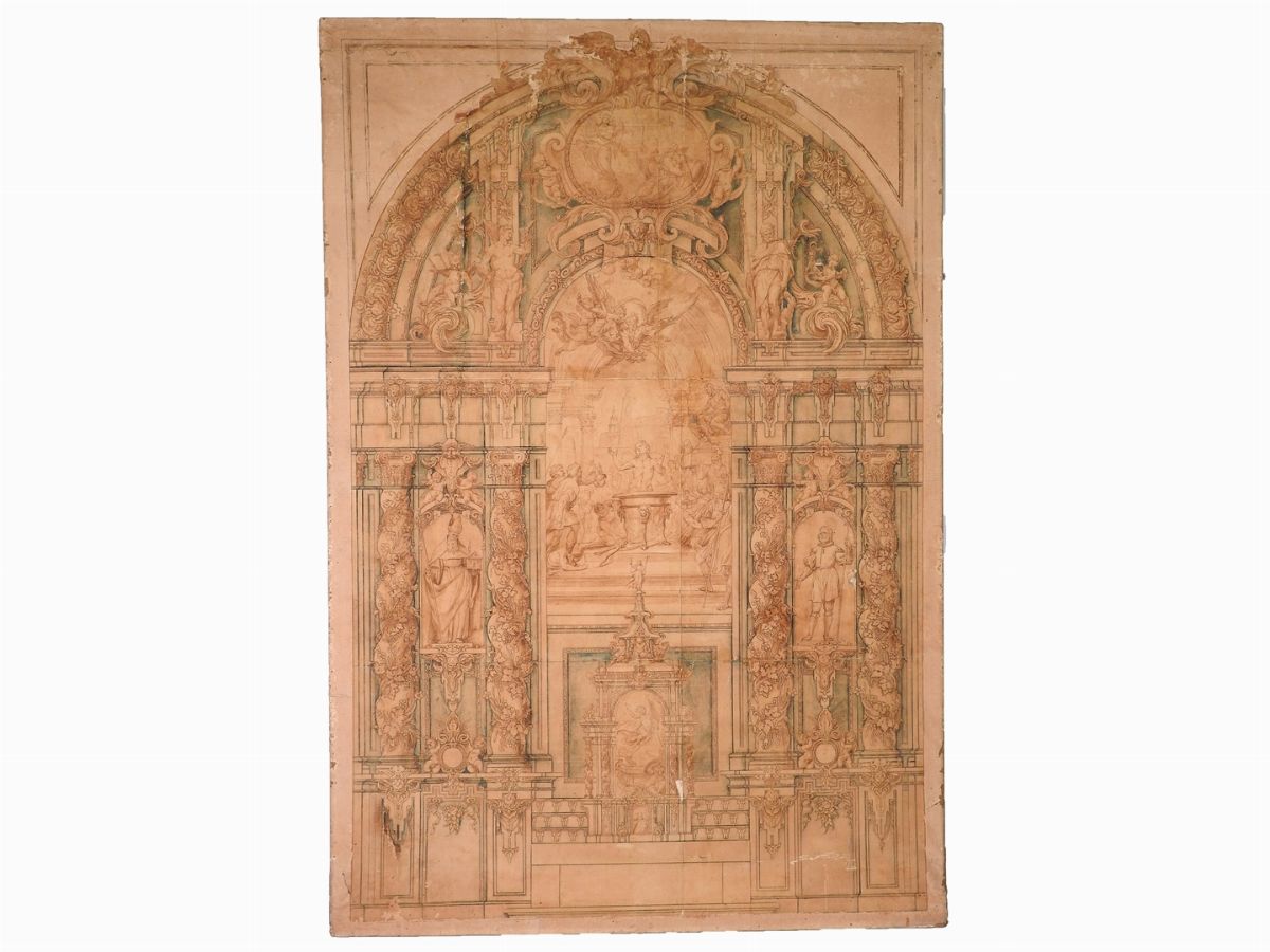 Artista Genovese, Secolo XVII - Studio Architettonico per un Altare