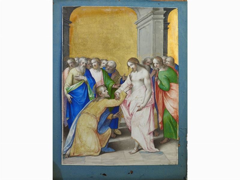Miniaturista Dell'italia Centrale, Circa 1600 - L'incredulità di San Tommaso (giovanni 20, 19-25)...