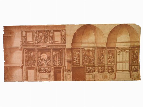 Lazzaro Tavarone attribuito - Progetto per un ciclo di affreschi, con scene del Nuovo Testamento per una chiesa