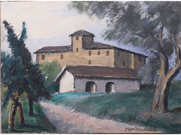 Nino Tirinnanzi : Tuscan Landscape  ((1923-2002))  - Auction Furniture and Oldmaster painting / Modern and Contemporary Art - I - Maison Bibelot - Casa d'Aste Firenze - Milano