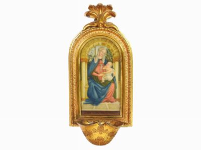 Acquasantiera Pensile in Bronzo Dorato