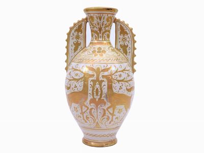 Vaso Biansato in Maiolica Smaltata a Lustro
