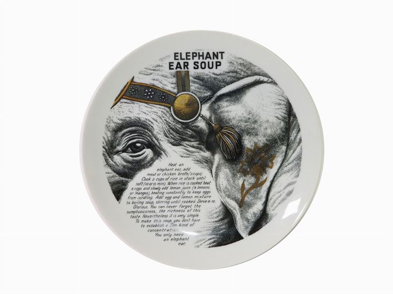 Piero Fornasetti - Piatto in Porcellana "elephant Soup"