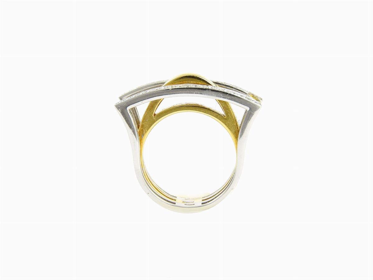 Anello Alfieri St. John in Oro Giallo e Bianco con Diamanti