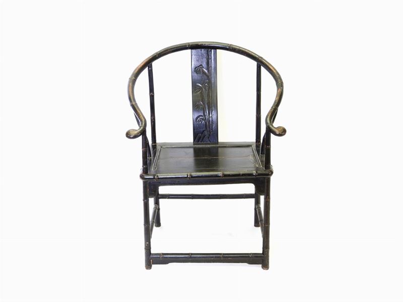 Seggiolone in Legno Laccato Nero