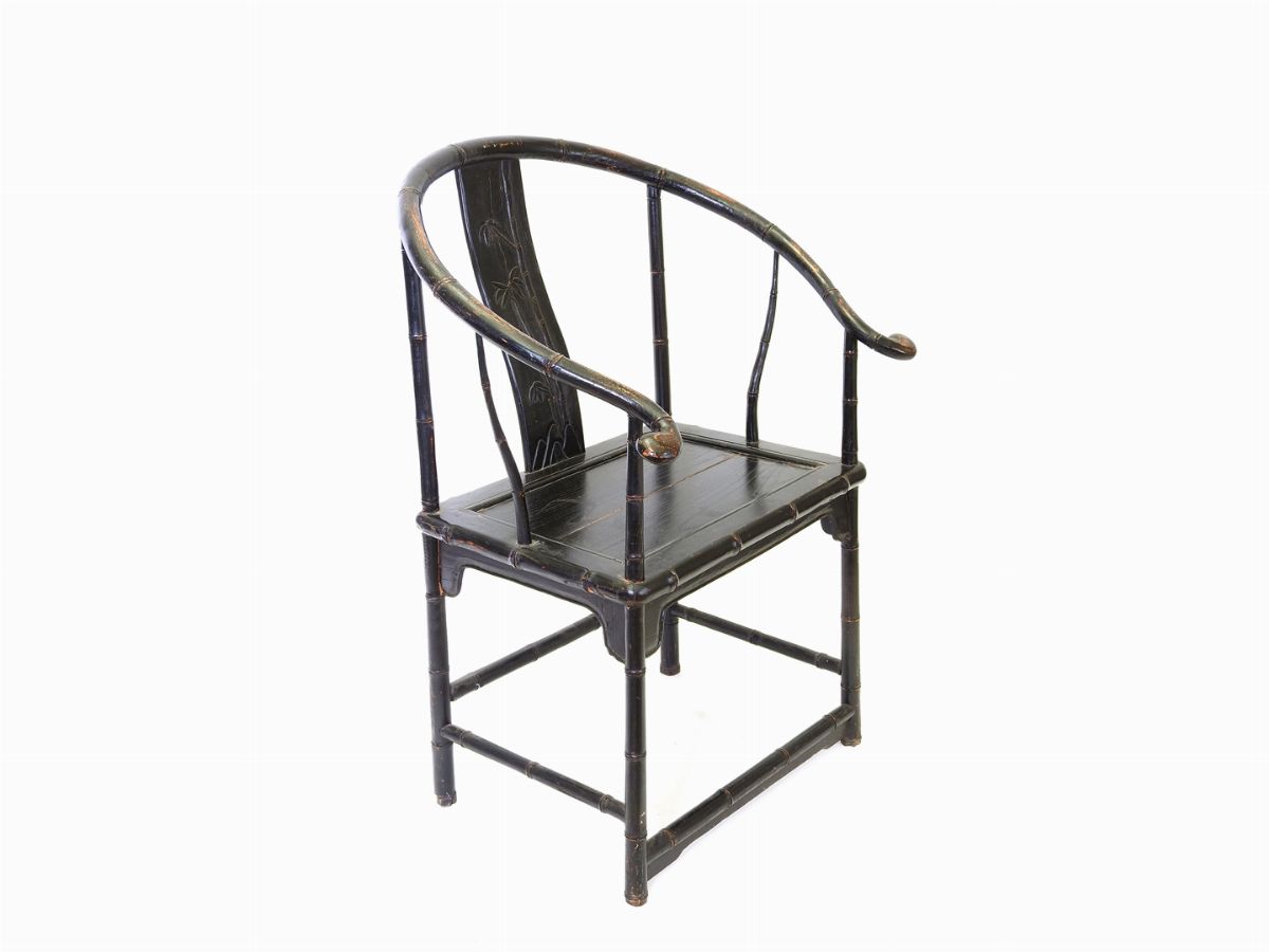 Seggiolone in Legno Laccato Nero