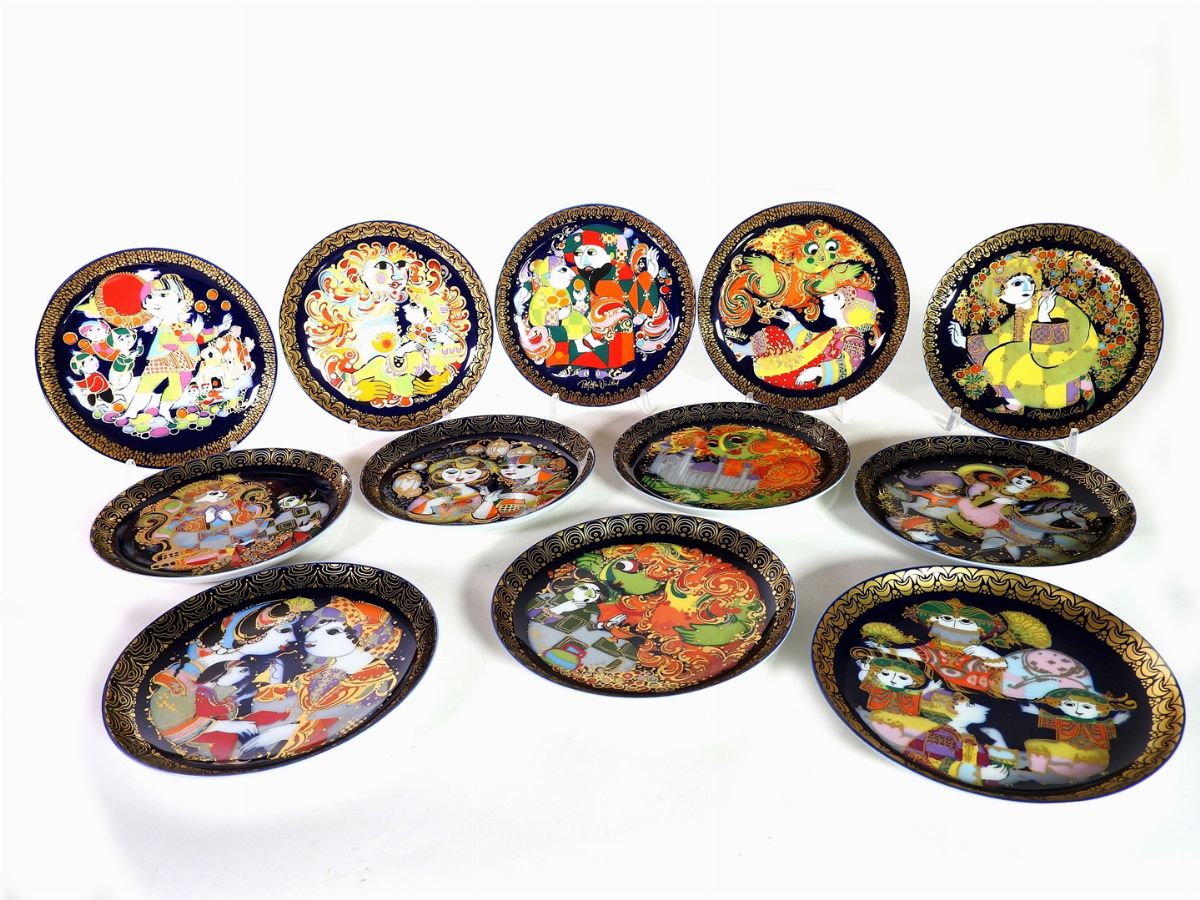 Bjorn Wiinblad per Rosenthal - Serie di Dodici Piattini da Collezione