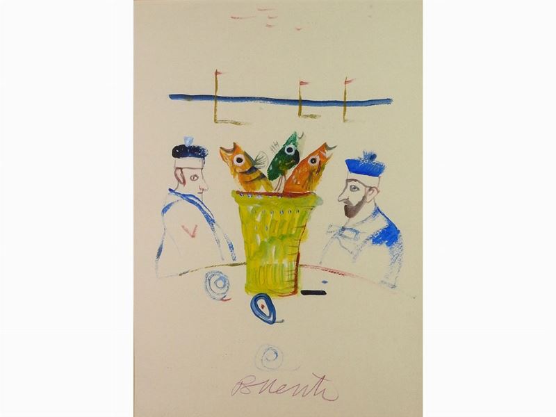Antonio Possenti - Veduta Marina con Personaggi