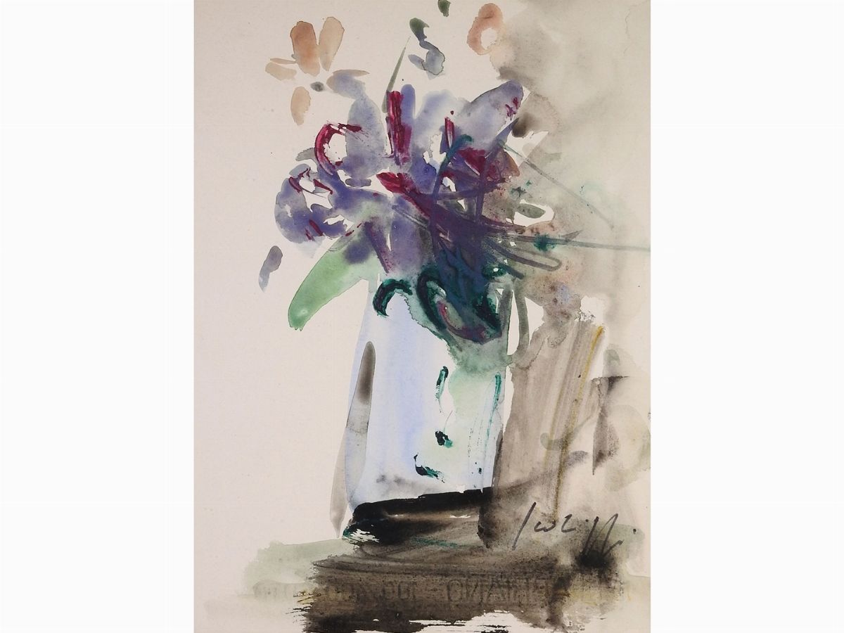 Sergio Scatizzi - Vaso di Fiori e Ritratto Maschile