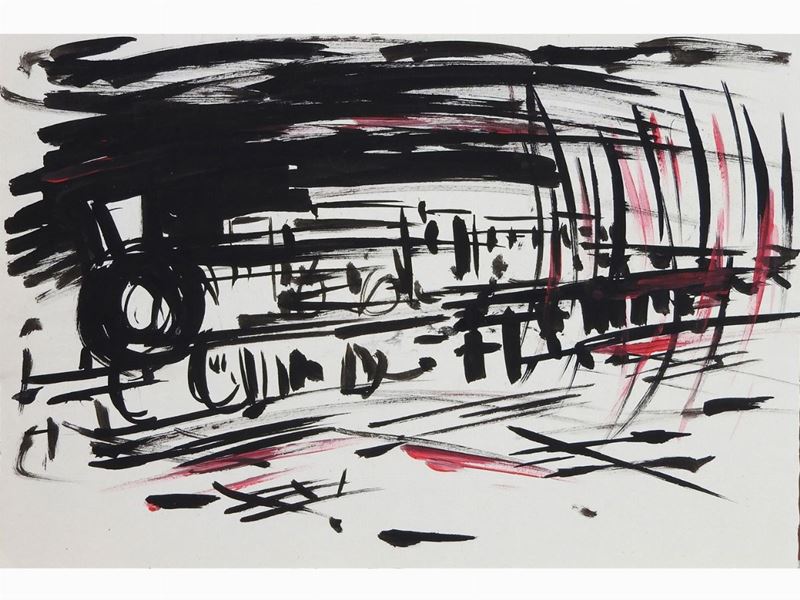 Scuola Futurista della Prima Metà del XX Secolo - Treno in Corsa e Composizione con Auto
