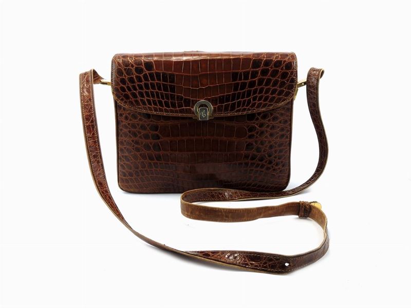 Borsa a Tracolla in Coccodrillo Marrone, Eva