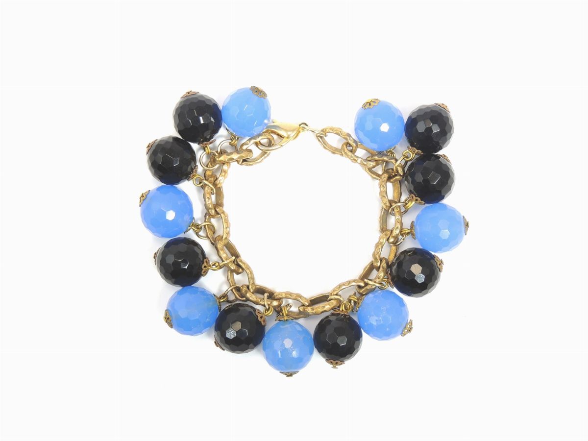 Bracciale Charms in Metallo Dorato e Vetro