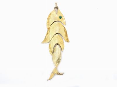 Pendente Animalier in Metallo Dorato e Strass, Napier