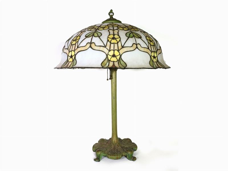 Lampada da Tavolo in Metallo Patinato