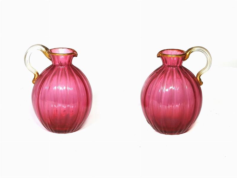 Coppia di Caraffe in Vetro Soffiato, Manifattura Daum