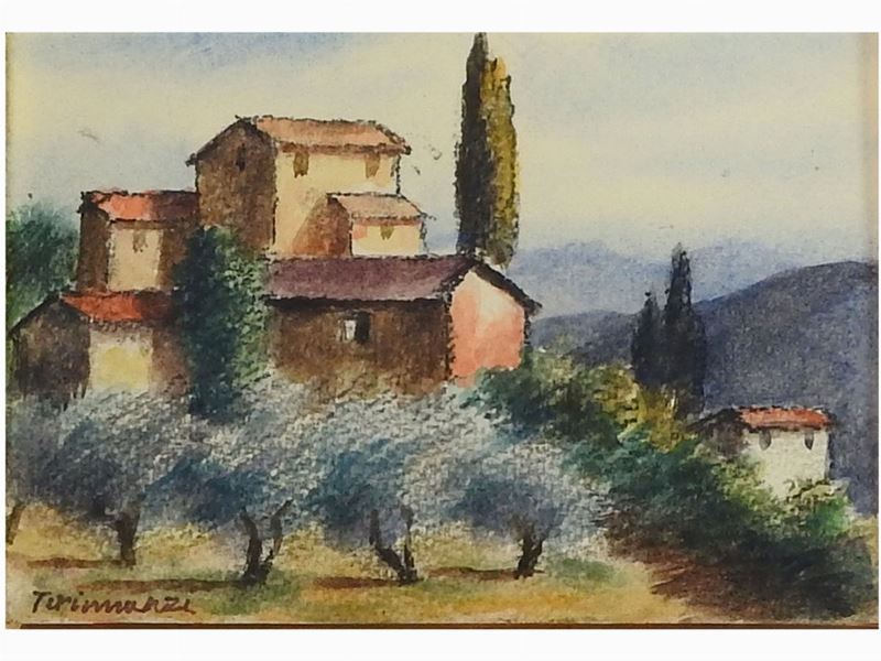 Nino Tirinnanzi - Paesaggio Toscano con Case