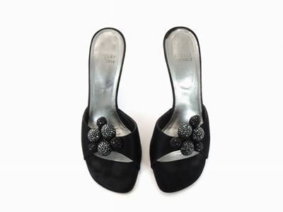 Paio di Sandali Gioiello in Seta Nera, Stuart Weitzman