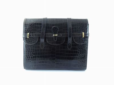 Borsa a Spalla in Coccodrillo Nero, Neri Argenti