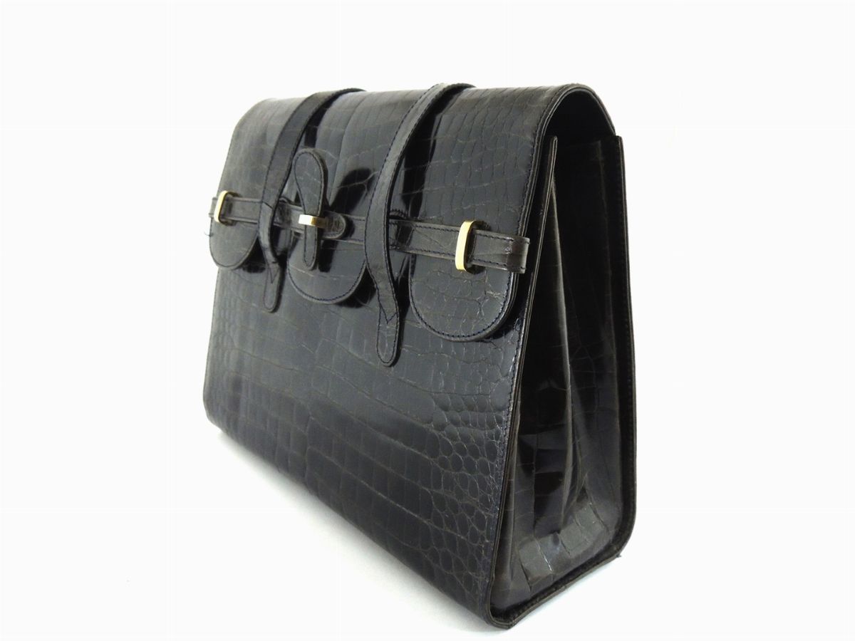 Borsa a Spalla in Coccodrillo Nero, Neri Argenti
