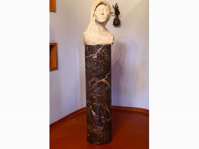 Antica Colonna in Marmo Cipollino Ondulato Nero