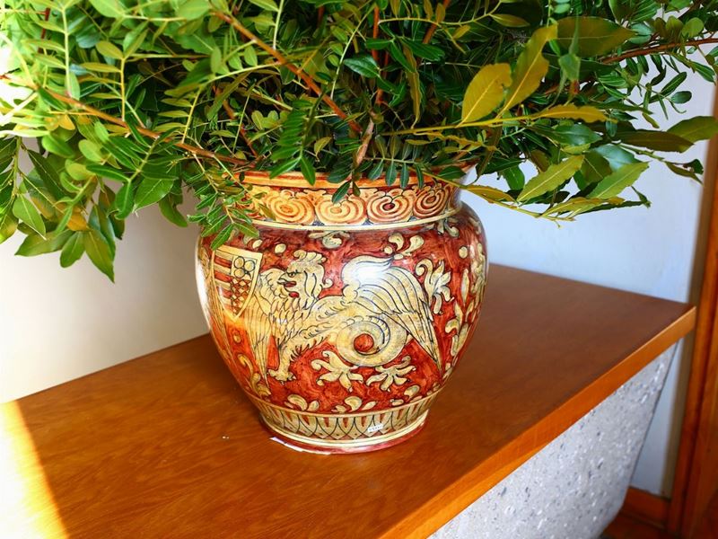 Cachepot in Terracotta Smaltata, Manifattura Biagioli