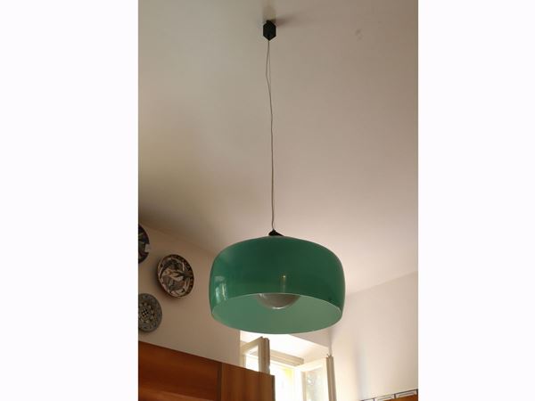 A White and Green Glass Design Chandelier