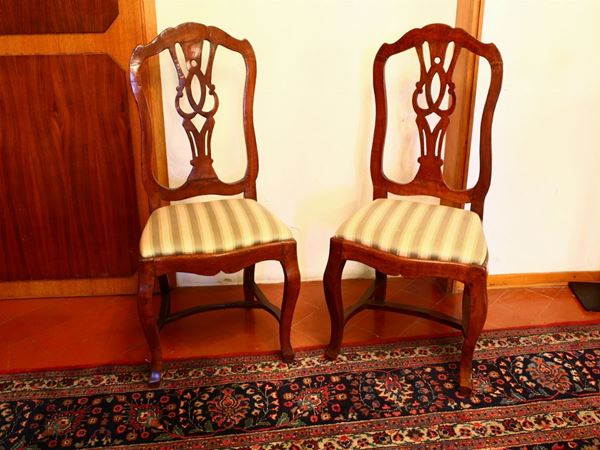 Group of Six Walnut Chairs