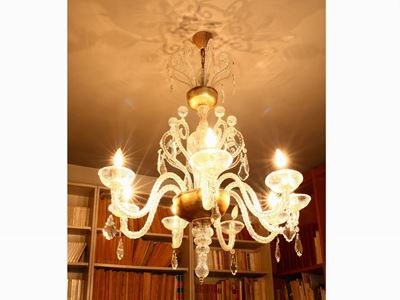 Lampadario in Vetro Soffiato Incolore